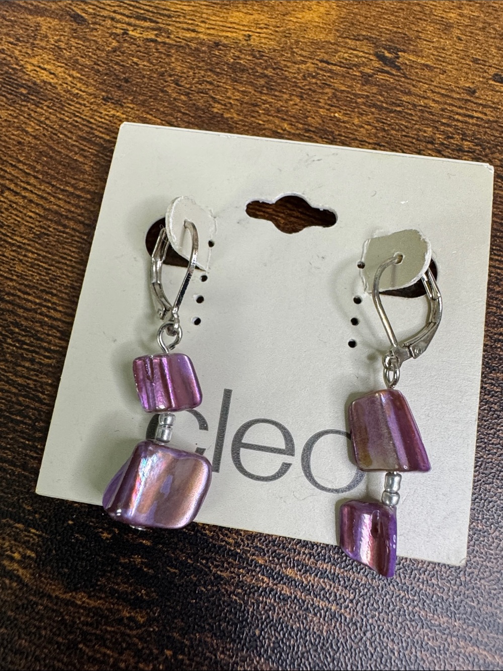 Cleo Iridescent Purple Shell Dangle Earrings